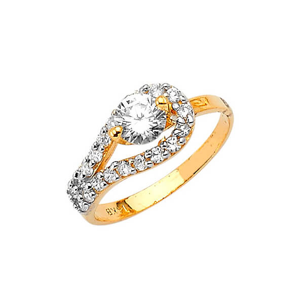 #27372 - White CZ Pave Engagement Ring in 14K Gold