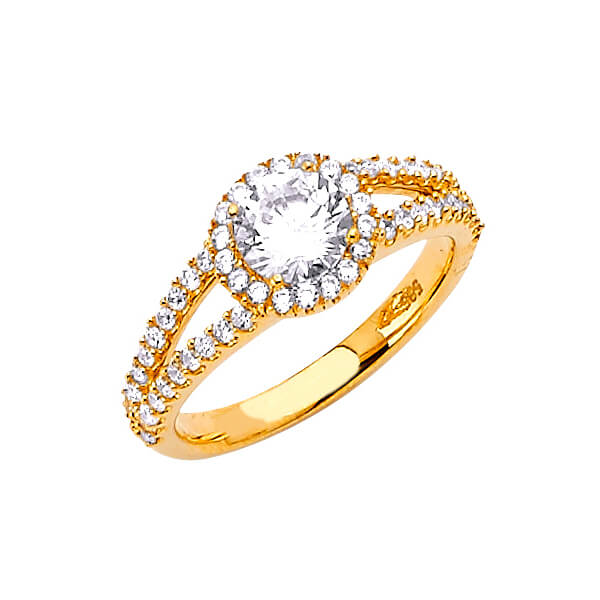 #27392 - White CZ Pave Engagement Ring in 14K Gold