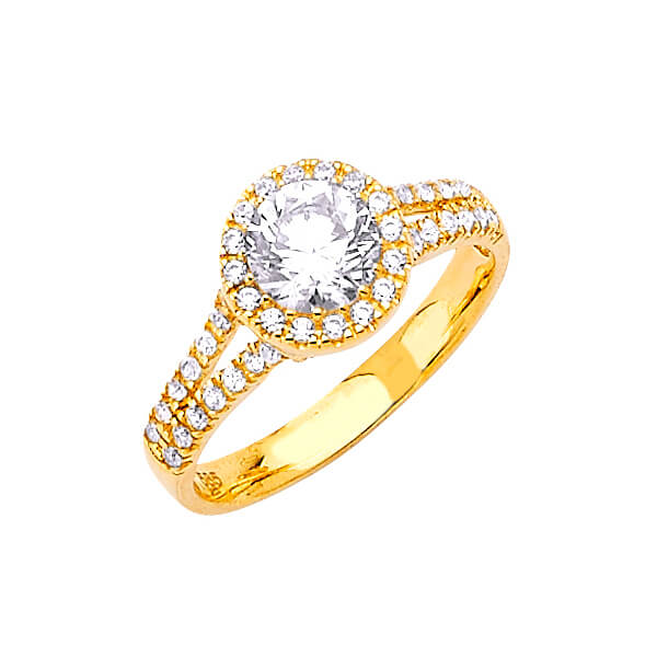 #27395 - White CZ Pave Engagement Ring in 14K Gold