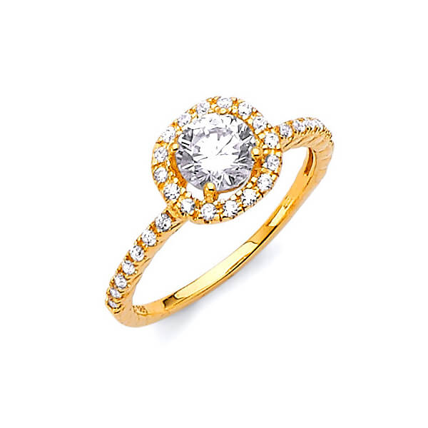 #27399 - White CZ Pave Engagement Ring in 14K Gold