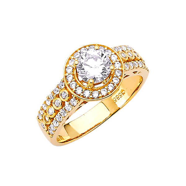 #27404 - White CZ Pave Engagement Ring in 14K Gold