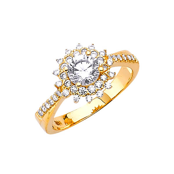 #27410 - White CZ Pave Engagement Ring in 14K Gold