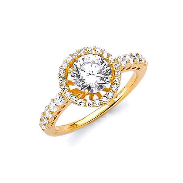 #27411 - White CZ Pave Engagement Ring in 14K Gold