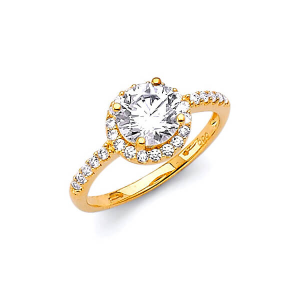 #27413 - White CZ Pave Engagement Ring in 14K Gold