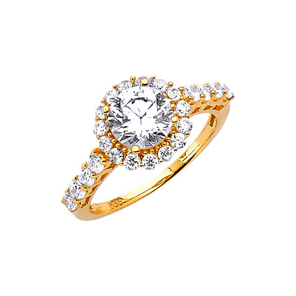 #27414 - White CZ Pave Engagement Ring in 14K Gold