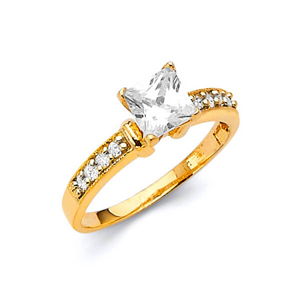 #27419 - White CZ Pave Engagement Ring in 14K Gold