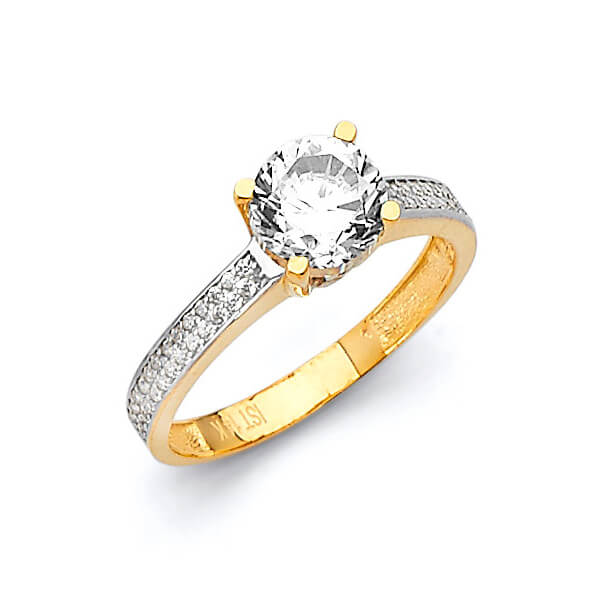 #27434 - White CZ Pave Engagement Ring in 14K Two-Tone Gold