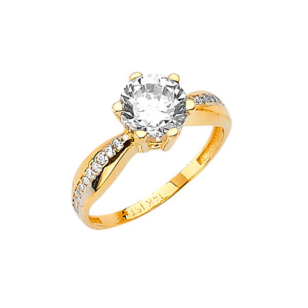 #27445 - White CZ Pave Engagement Ring in 14K Gold