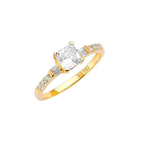#27482 - White CZ Pave Engagement Ring in 14K Gold
