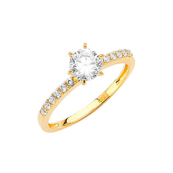 #27485 - White CZ Pave Engagement Ring in 14K Gold