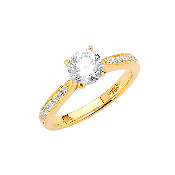 #27506 - White CZ Pave Engagement Ring in 14K Gold