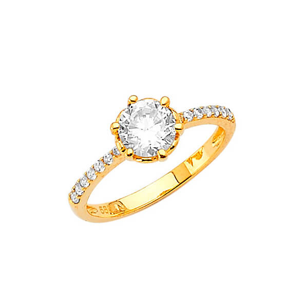 #27507 - White CZ Pave Engagement Ring in 14K Gold
