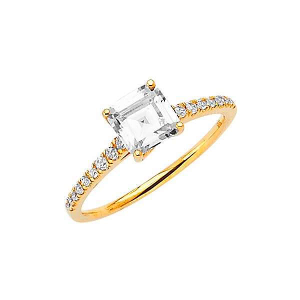 #27509 - White CZ Pave Engagement Ring in 14K Gold