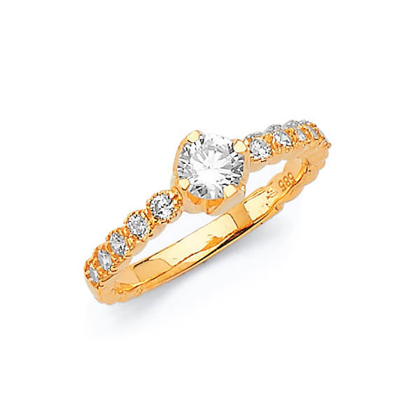 #27511 - White CZ Pave Engagement Ring in 14K Gold