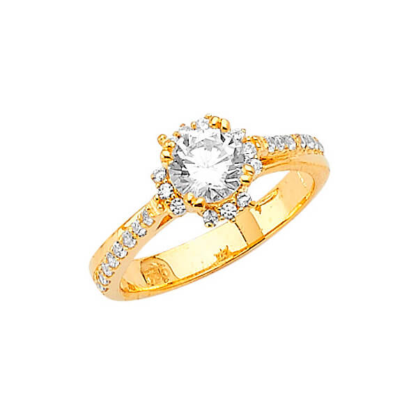#27514 - White CZ Pave Engagement Ring in 14K Gold