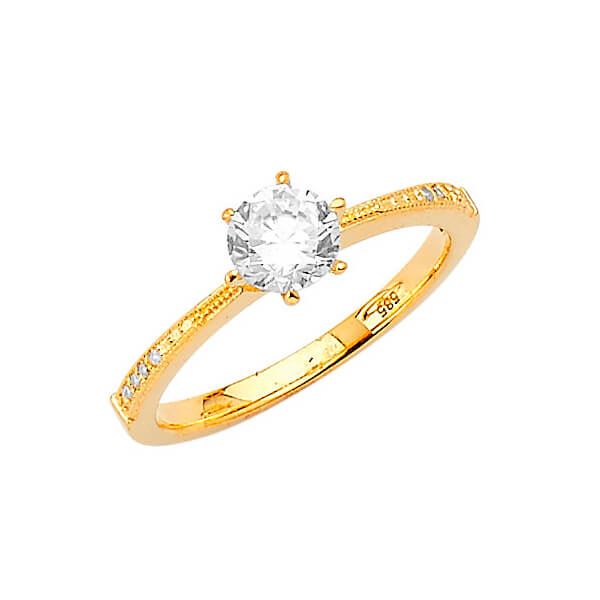 #27515 - White CZ Pave Engagement Ring in 14K Gold
