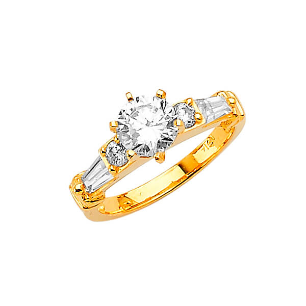 #27553 - White CZ High-Polish Engagement Ring in 14K Gold