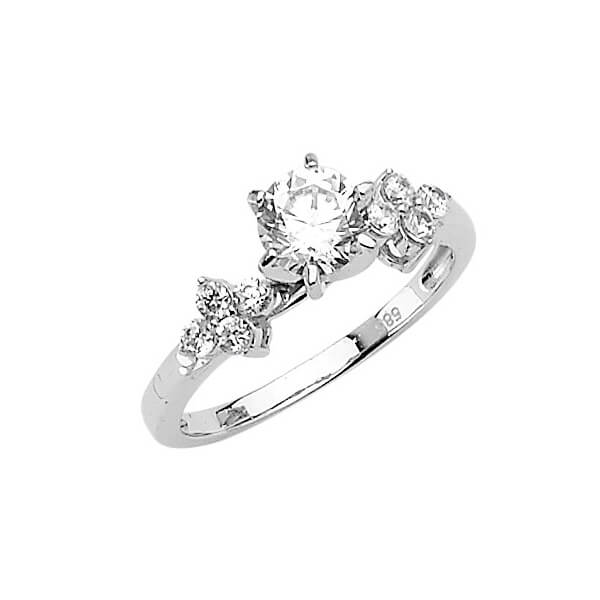 #27555 - White CZ High-Polish Engagement Ring in 14K White Gold