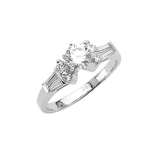 #27556 - White CZ High-Polish Engagement Ring in 14K White Gold
