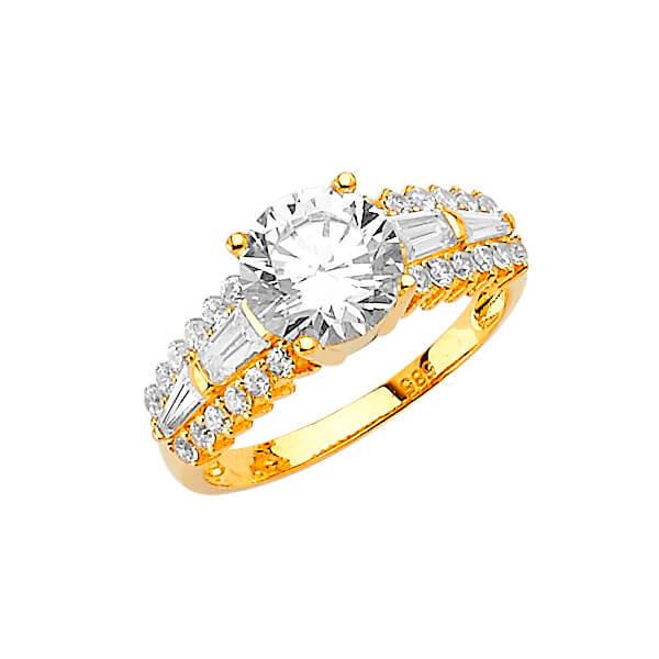 #27558 - White CZ Pave Engagement Ring in 14K Gold