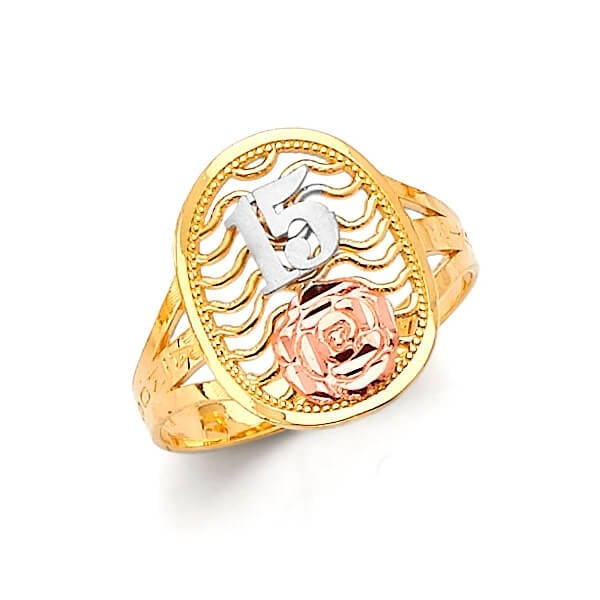 #28083 - Teens Ring in 14K Tri-Color Gold