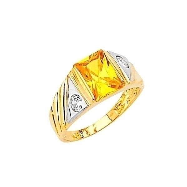 #29010 - Yellow & White CZ Teens Ring in 14K Two-Tone Gold