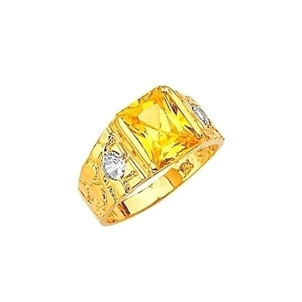 #29018 - Yellow & White CZ Teens Ring in 14K Gold
