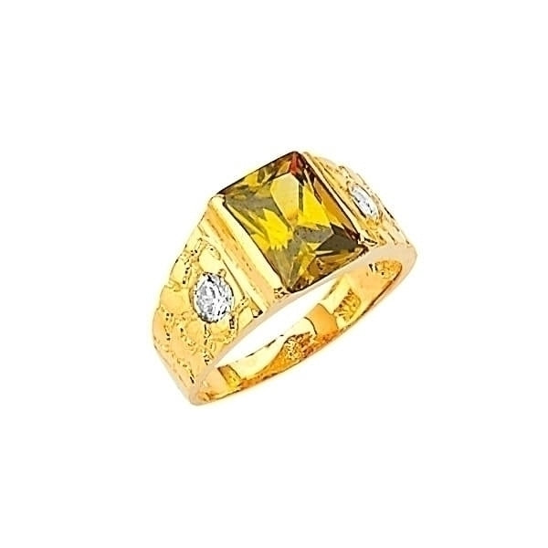 #29019 - Yellow Green CZ Teens Ring in 14K Gold