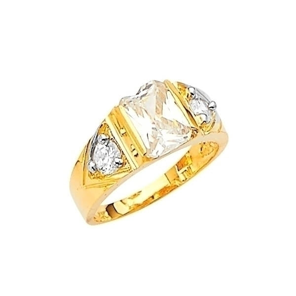 #29025 - White CZ Teens Ring in 14K Two-Tone Gold