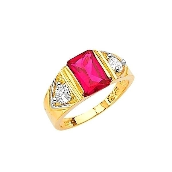 #29038 - Red & White CZ Teens Ring in 14K Two-Tone Gold