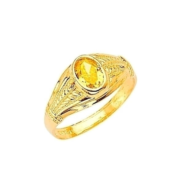 #29041 - Yellow CZ Kids Ring in 14K Gold