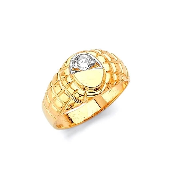#29089 - White CZ Teens Ring in 14K Two-Tone Gold