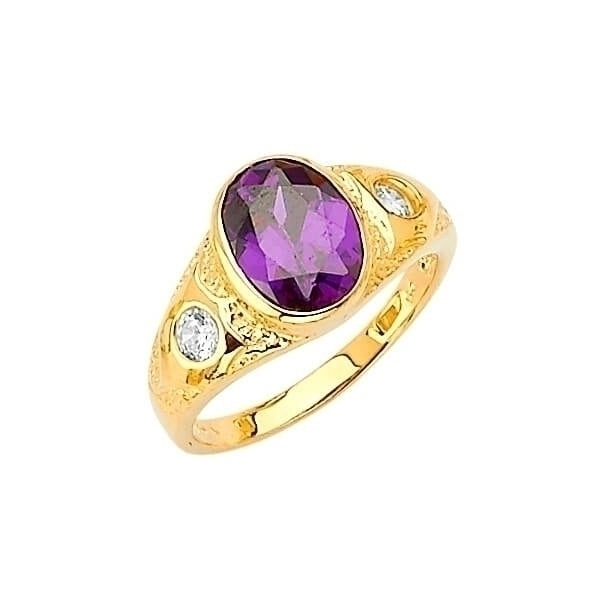 #29106 - Purple & White CZ Teens Ring in 14K Gold