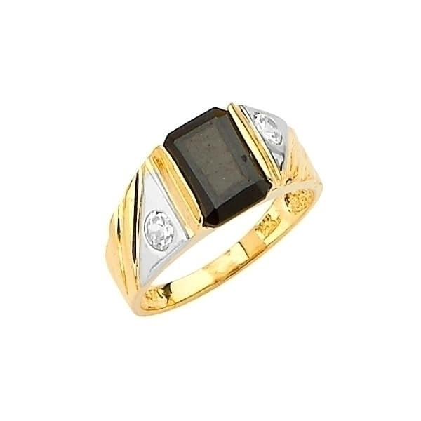 #29113 - Black & White CZ Teens Ring in 14K Two-Tone Gold