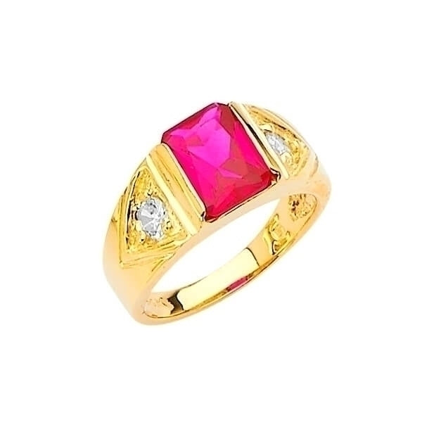#29123 - Red & White CZ Teens Ring in 14K Gold