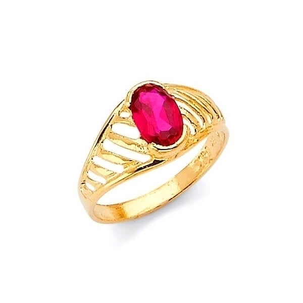#29189 - Red CZ Teens Ring in 14K Gold