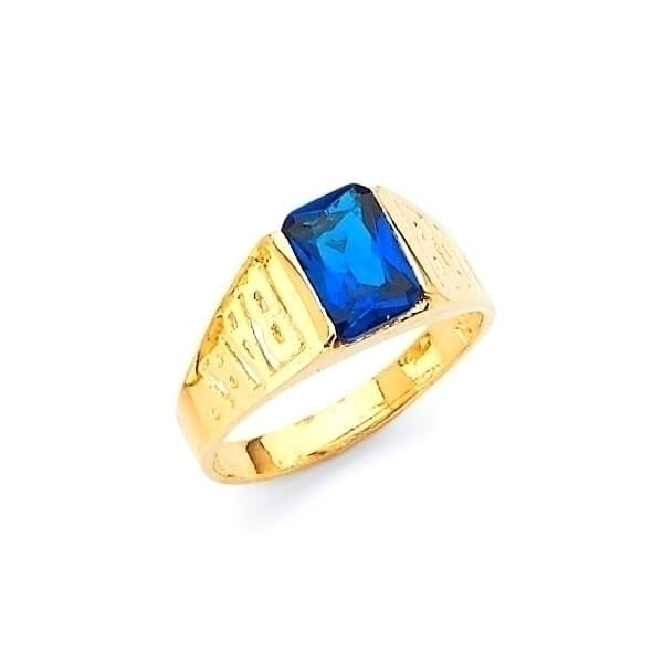 #29192 - Blue CZ Kids Ring in 14K Gold