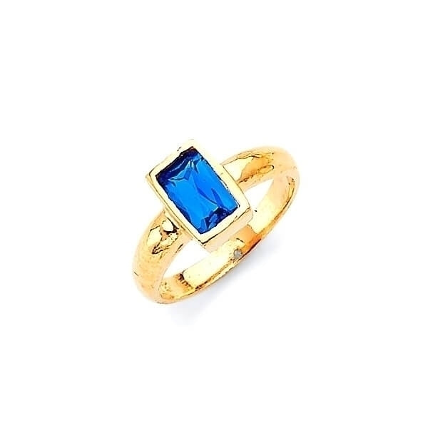 #29208 - Blue CZ Kids Ring in 14K Gold