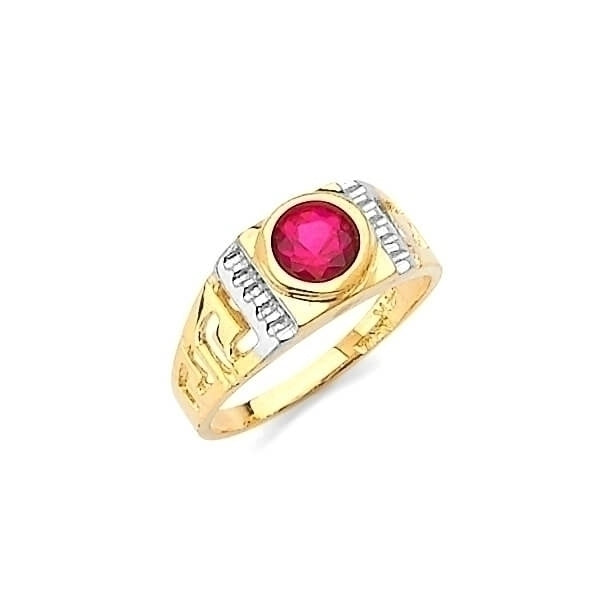 #29232 - Red CZ Kids Ring in 14K Two-Tone Gold