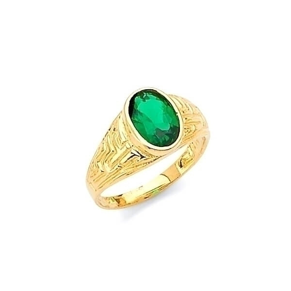 #29241 - Green CZ Kids Ring in 14K Gold