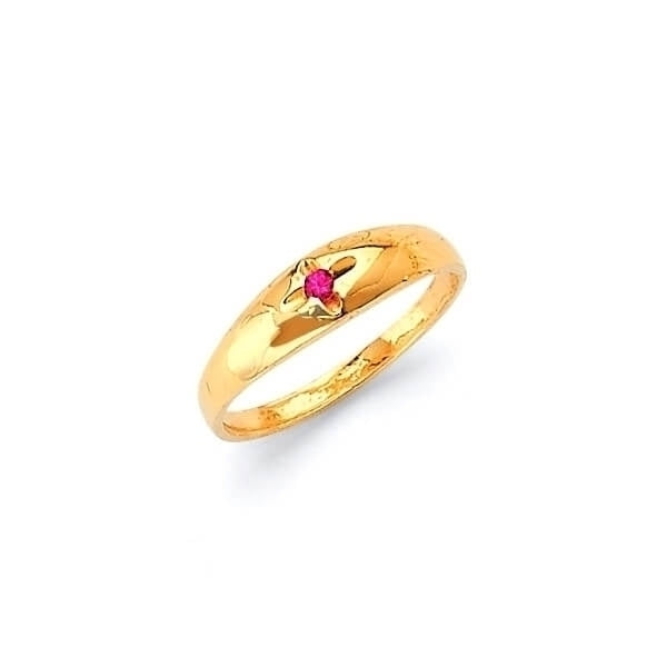#29260 - Red CZ Kids Ring in 14K Gold