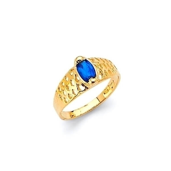 #29266 - Blue CZ Kids Ring in 14K Gold