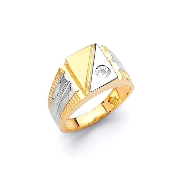 #29330 - White CZ Kids Ring in 14K Two-Tone Gold