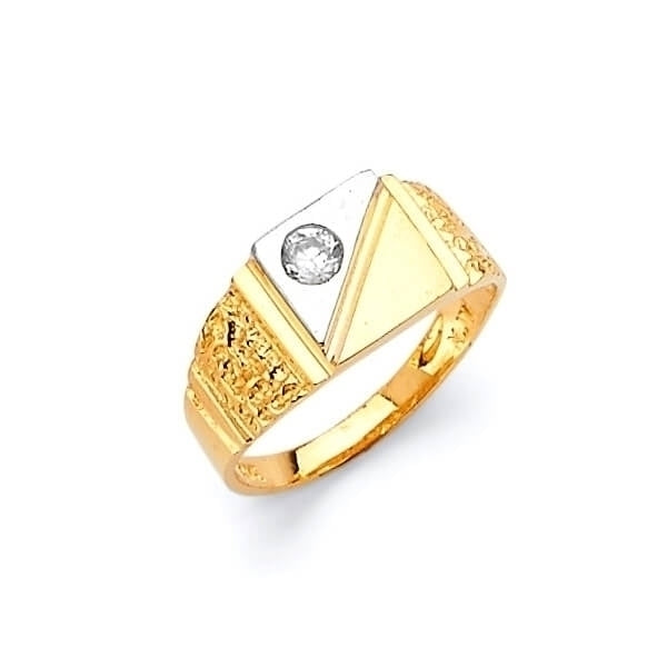 #29332 - White CZ Kids Ring in 14K Two-Tone Gold