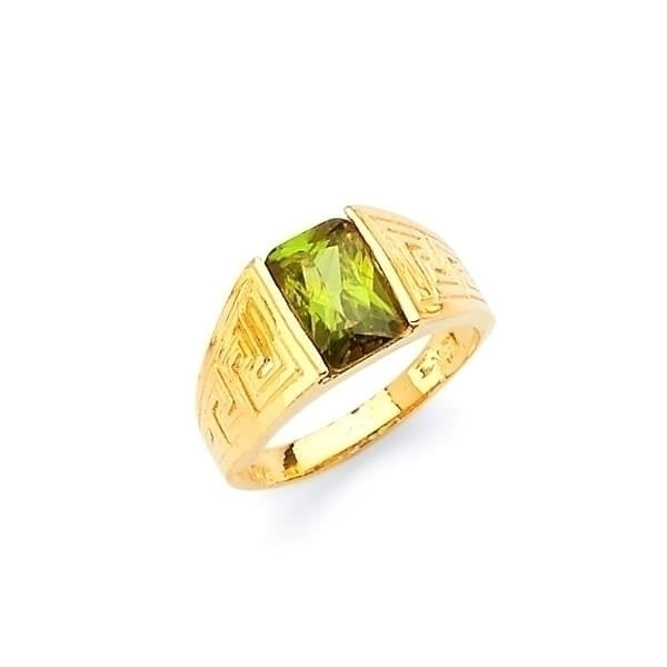#29417 - Green CZ Kids Ring in 14K Gold