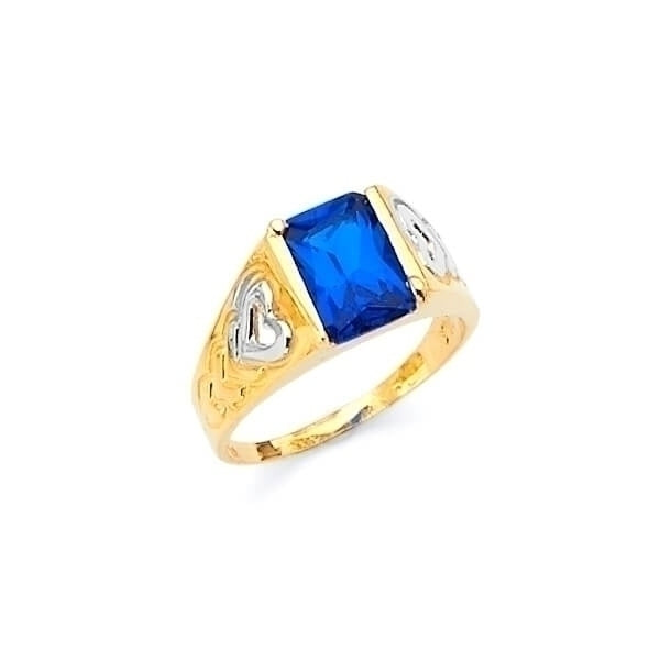 #29422 - Blue CZ Kids Ring in 14K Two-Tone Gold