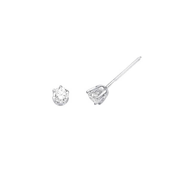 #31128 -  Solitaire stud Earrings with 0.2 Carat Diamond in 14K White Gold