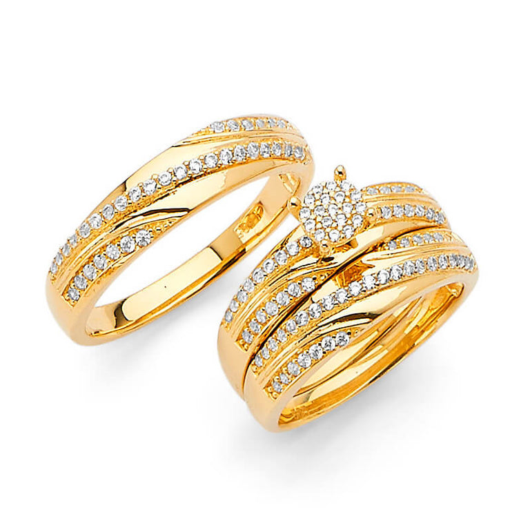 #80415 - White CZ Three-Piece Micro-Pave Wedding Ring in 14K Gold